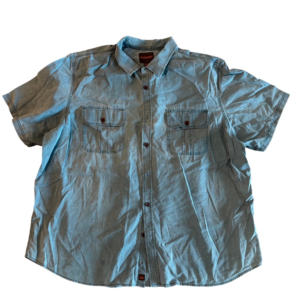 Northwest Territory Mens XXXL Blue Chambray Short Sleeve Button Down Shirt 3XL